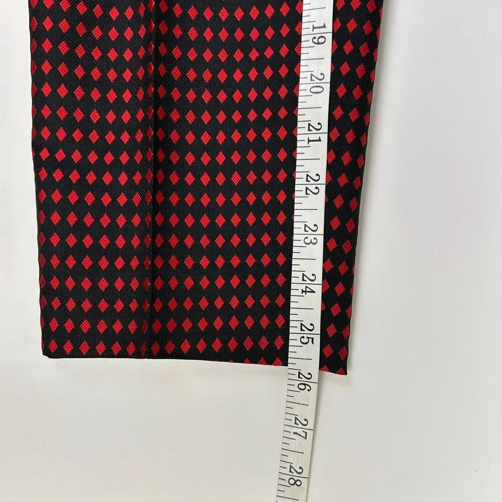 Kate Spade Avery Black & Red Diamond Print  Jacquard Cropped Pants Slacks Sz 0